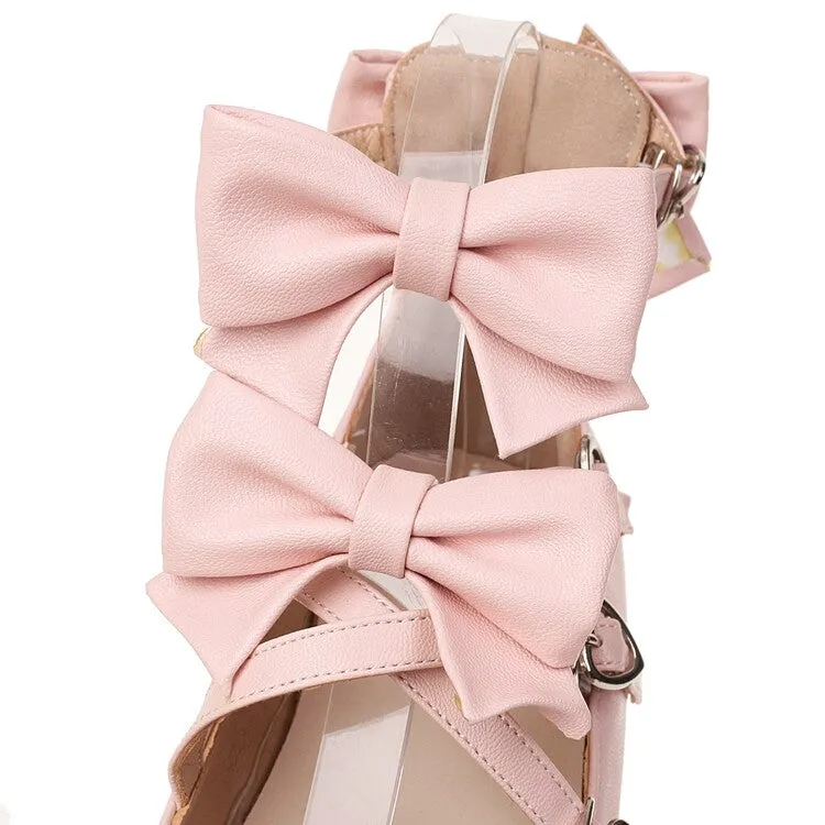 Women's Lolita Bowtie Platform Flat Shoes