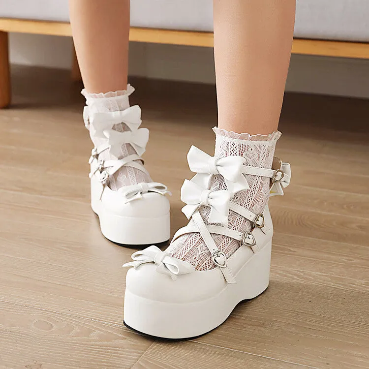 Women's Lolita Bowtie Platform Flat Shoes