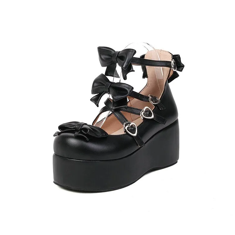 Women's Lolita Bowtie Platform Flat Shoes