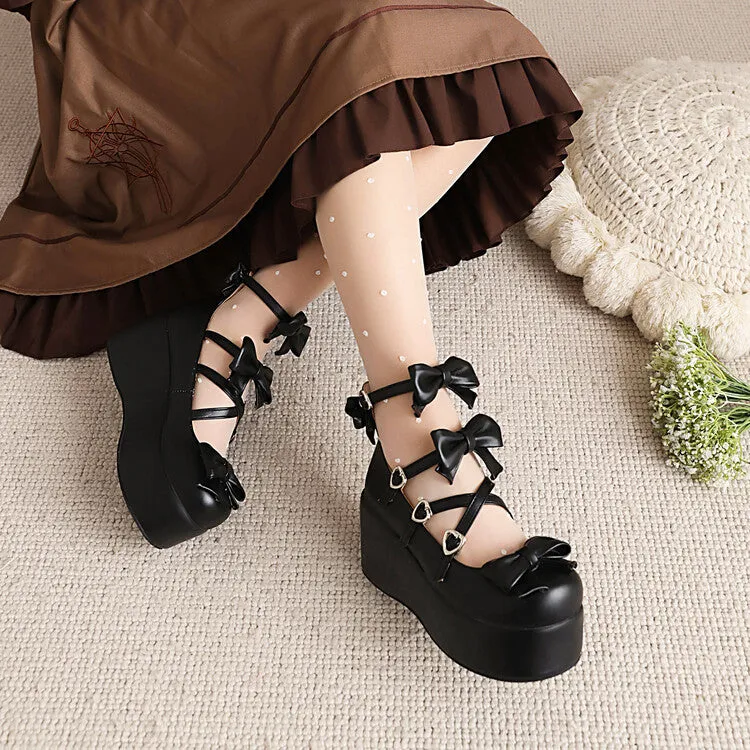 Women's Lolita Bowtie Platform Flat Shoes
