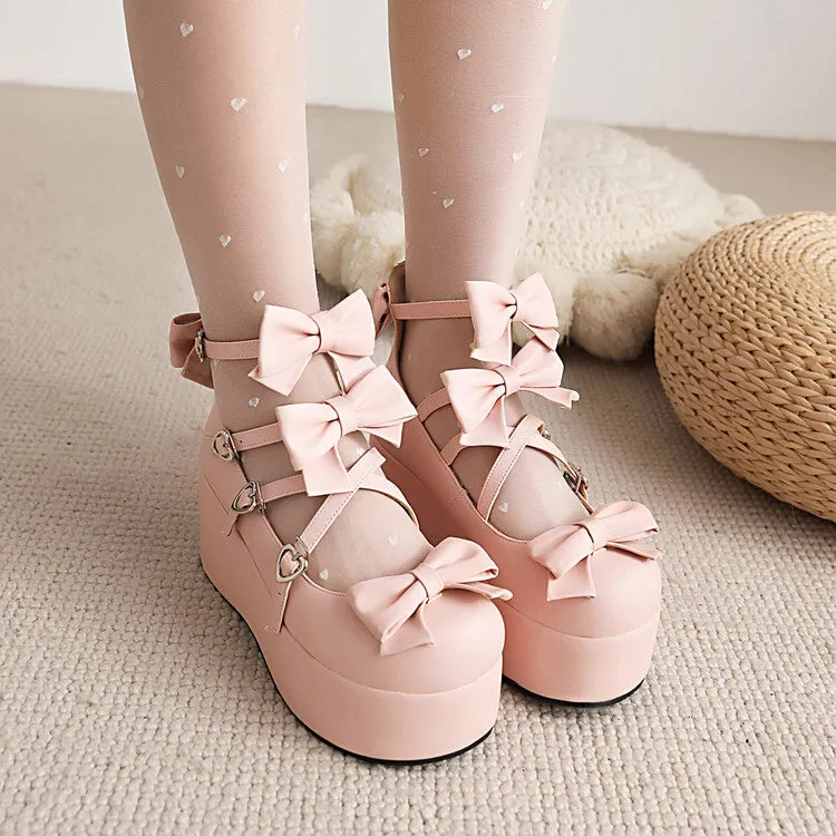 Women's Lolita Bowtie Platform Flat Shoes