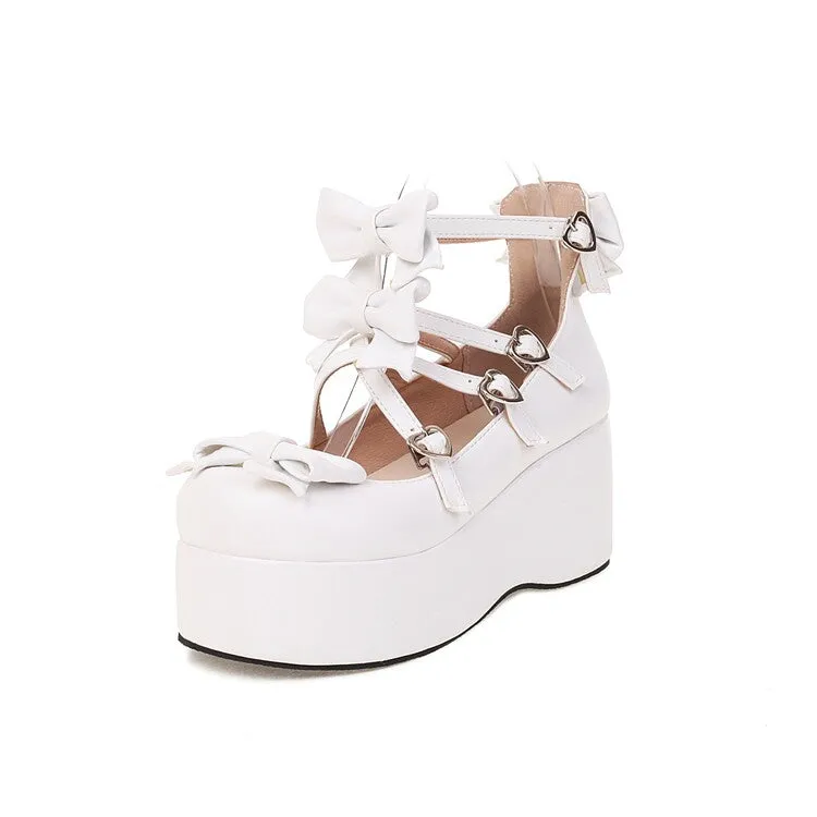 Women's Lolita Bowtie Platform Flat Shoes