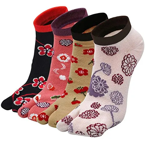 Women's Tabi Flip Flop Socks - 4 Pairs