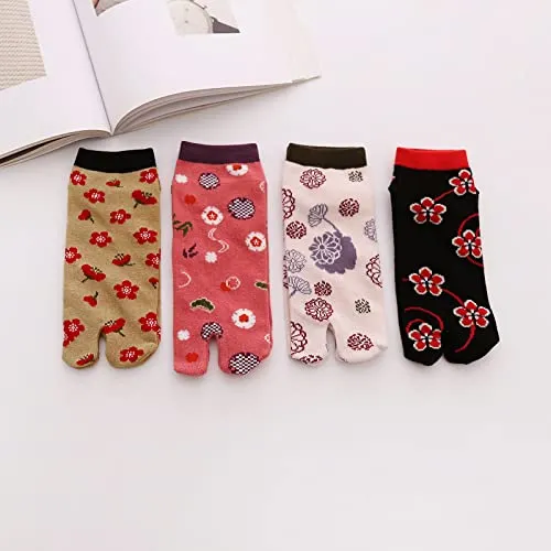 Women's Tabi Flip Flop Socks - 4 Pairs