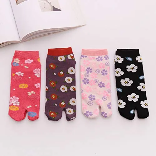 Women's Tabi Flip Flop Socks - 4 Pairs