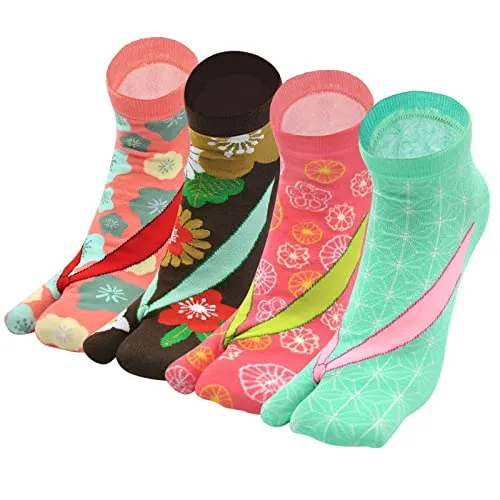 Women's Tabi Flip Flop Socks - 4 Pairs